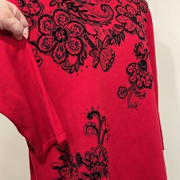 NWOT Alfred Dunner red and black sparkly sweater. Size M medium 8/10 - Picture 3 of 8